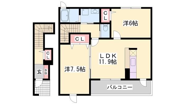 播磨町駅 徒歩9分 2階の物件間取画像